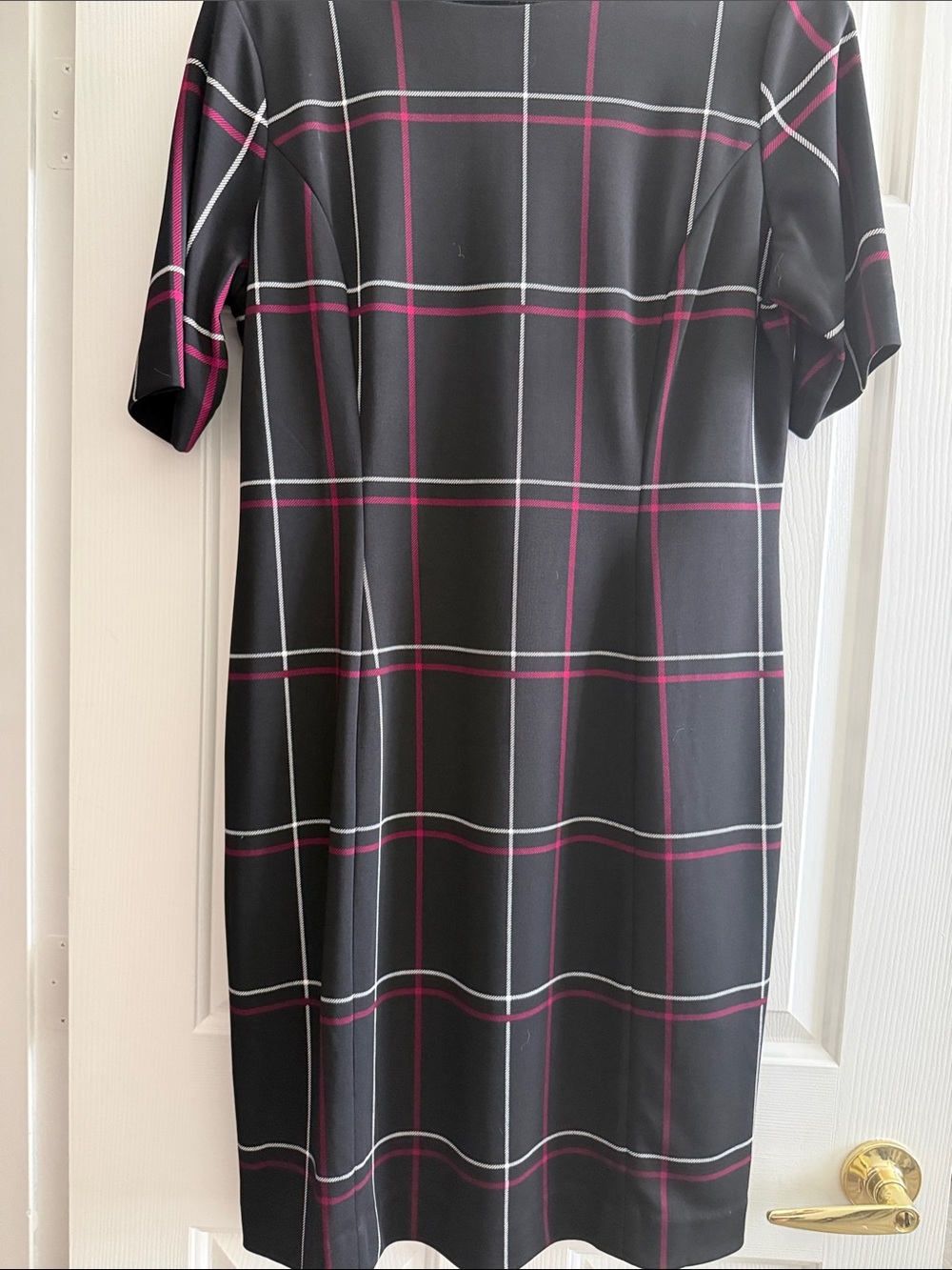 Alfani Black Plaid Midi Dress with Pink and White Windowpane